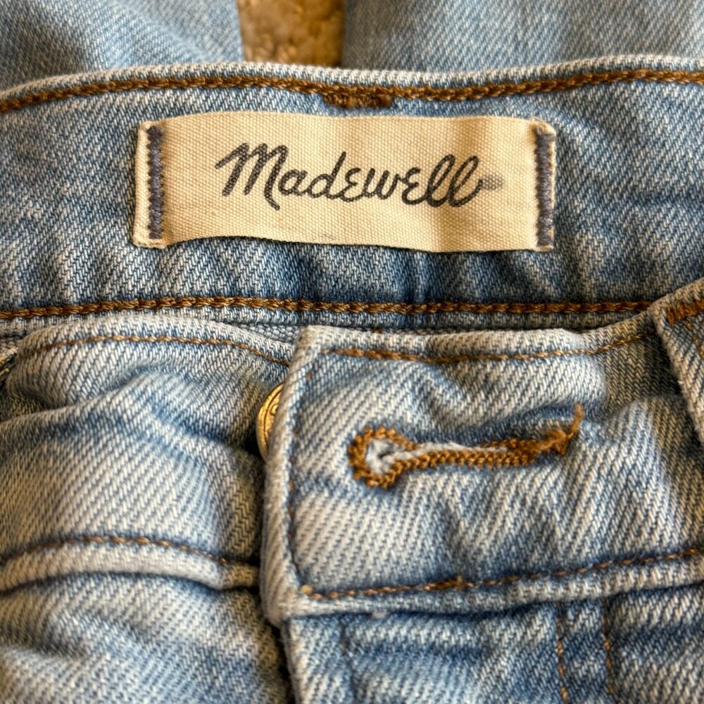 Madewell Jean Perfect Vintage Straight Light Wash Knee-Rip High Waist 24 #ND515 - Picture 4 of 16